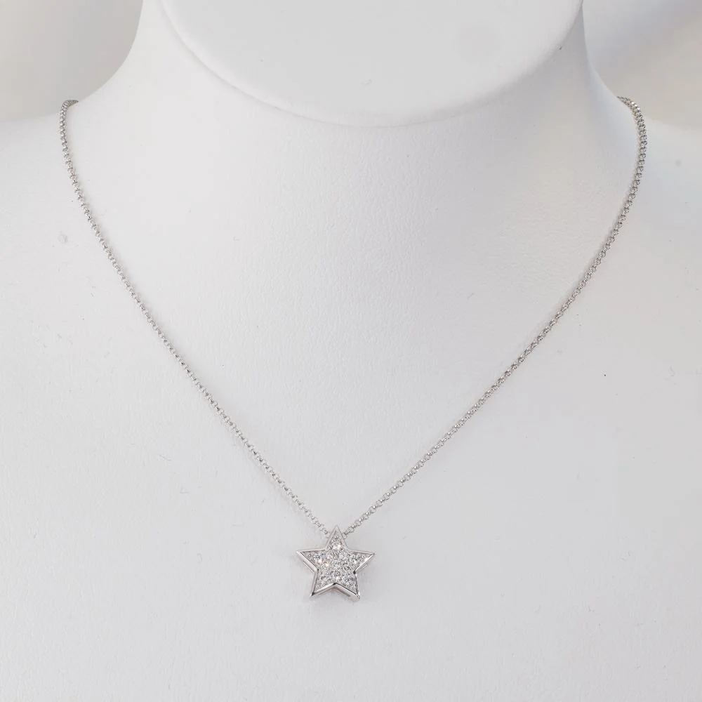 Ciondolo Oro bianco 750/18 carati Diamante 0.08 ct, w-si Stella Ø10 mm - Image 2