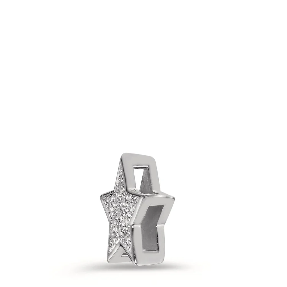 Ciondolo Oro bianco 750/18 carati Diamante 0.08 ct, w-si Stella Ø10 mm - Image 3