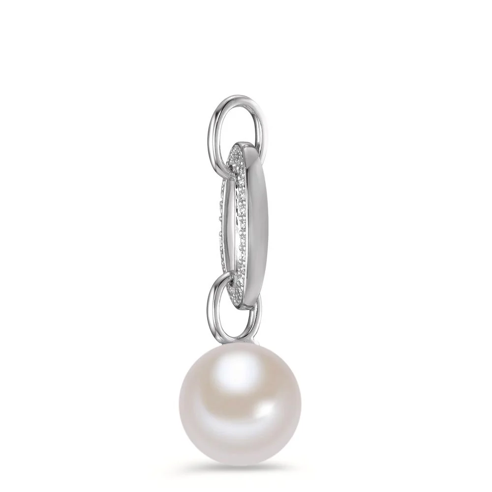 Ciondolo Oro bianco 750/18 carati Diamante 0.09 ct, [Brillant], w-si Perla coltivata d'acqua dolce bianco, 10 mm - Image 2