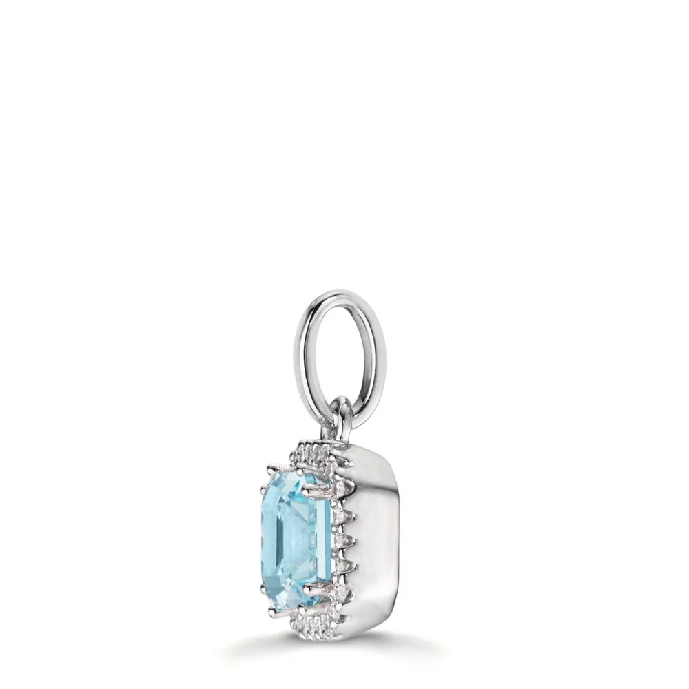 Ciondolo Oro bianco 750/18 carati Diamante 0.09 ct, w-si, Topazio Ø8.8 mm - Image 2