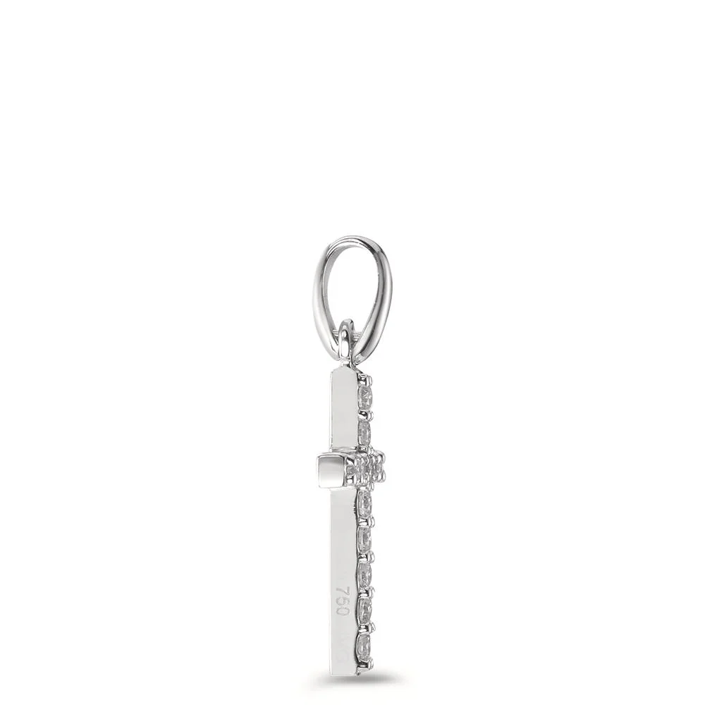 Ciondolo Oro bianco 750/18 carati Diamante 0.12 ct, 12 pietra, w-si Croce - Image 2