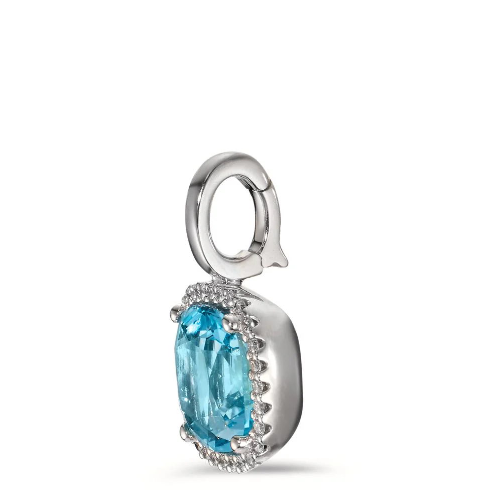 Ciondolo Oro bianco 750/18 carati Diamante 0.14 ct, w-si, Topazio blu, 0.69 ct Ø11.5 mm - Image 2