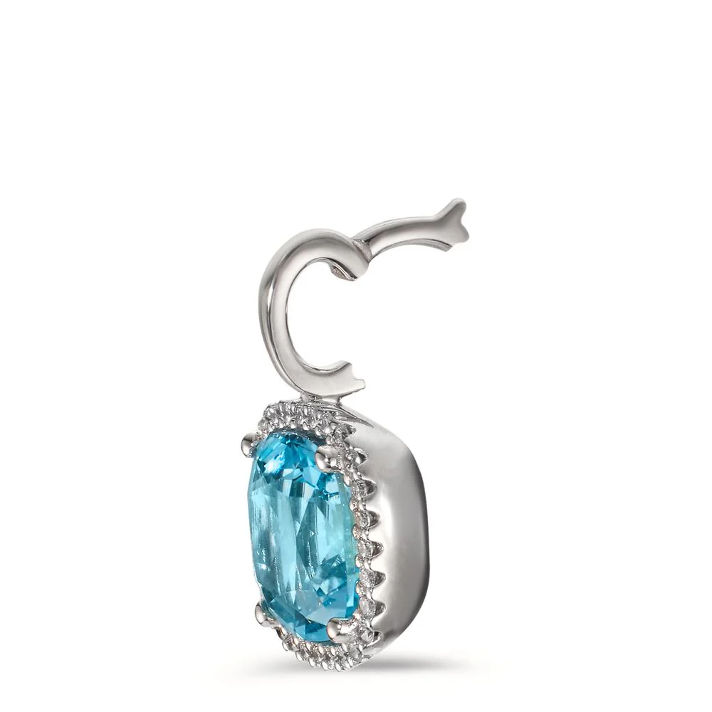 Ciondolo Oro bianco 750/18 carati Diamante 0.14 ct, w-si, Topazio blu, 0.69 ct Ø11.5 mm - Image 3