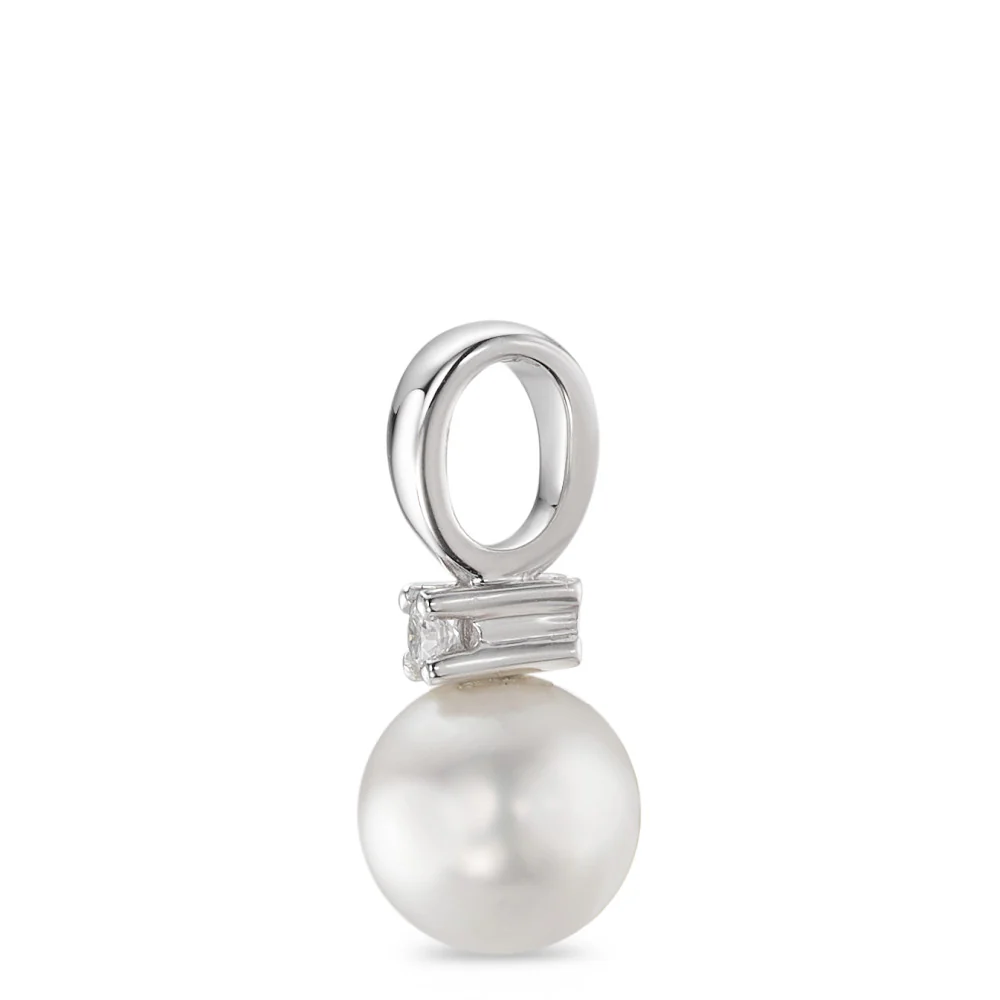 Ciondolo Oro bianco 750/18 carati Diamante bianco, 0.025 ct, [Brillant], w-si Perla coltivata d'acqua dolce bianco, 7 mm - Image 2