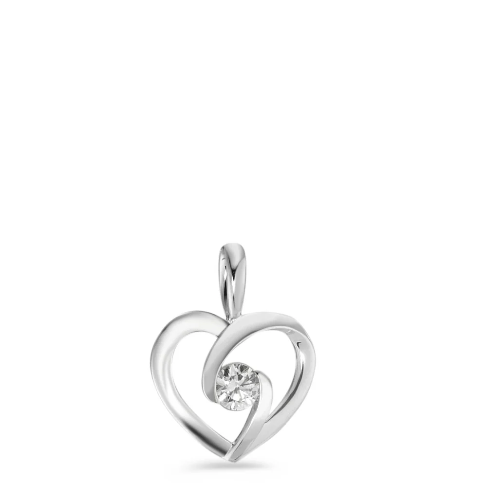 Ciondolo Oro bianco 750/18 carati Diamante bianco, 0.08 ct, [Brillant], w-si Ø10 mm
