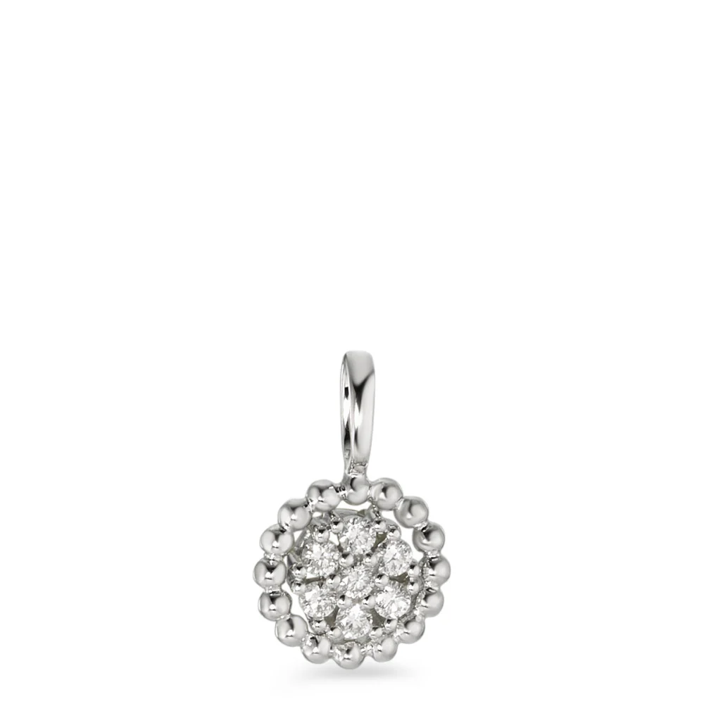 Ciondolo Oro bianco 750/18 carati Diamante bianco, 0.14 ct, 7 pietra, [Brillant], w-si Ø8.5 mm