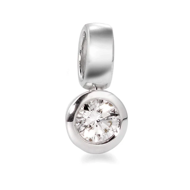 Ciondolo Oro bianco 750/18 carati Diamante bianco, 0.20 ct, [Brillant], w-si Ø5.5 mm