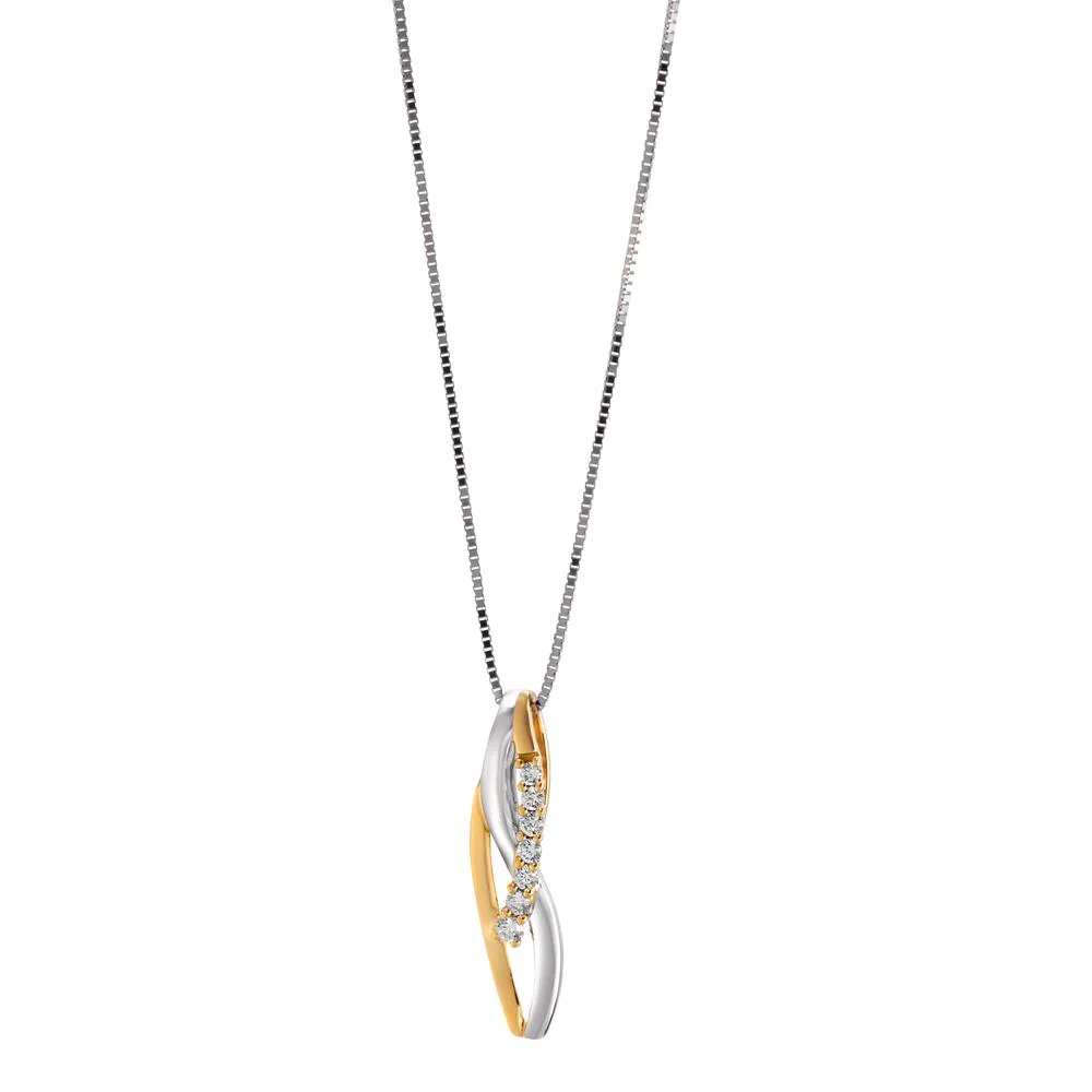 Ciondolo Oro bianco 750/18 carati, Oro giallo 750/18 carati Diamante 0.085 ct, 7 pietra, w-si - Image 2