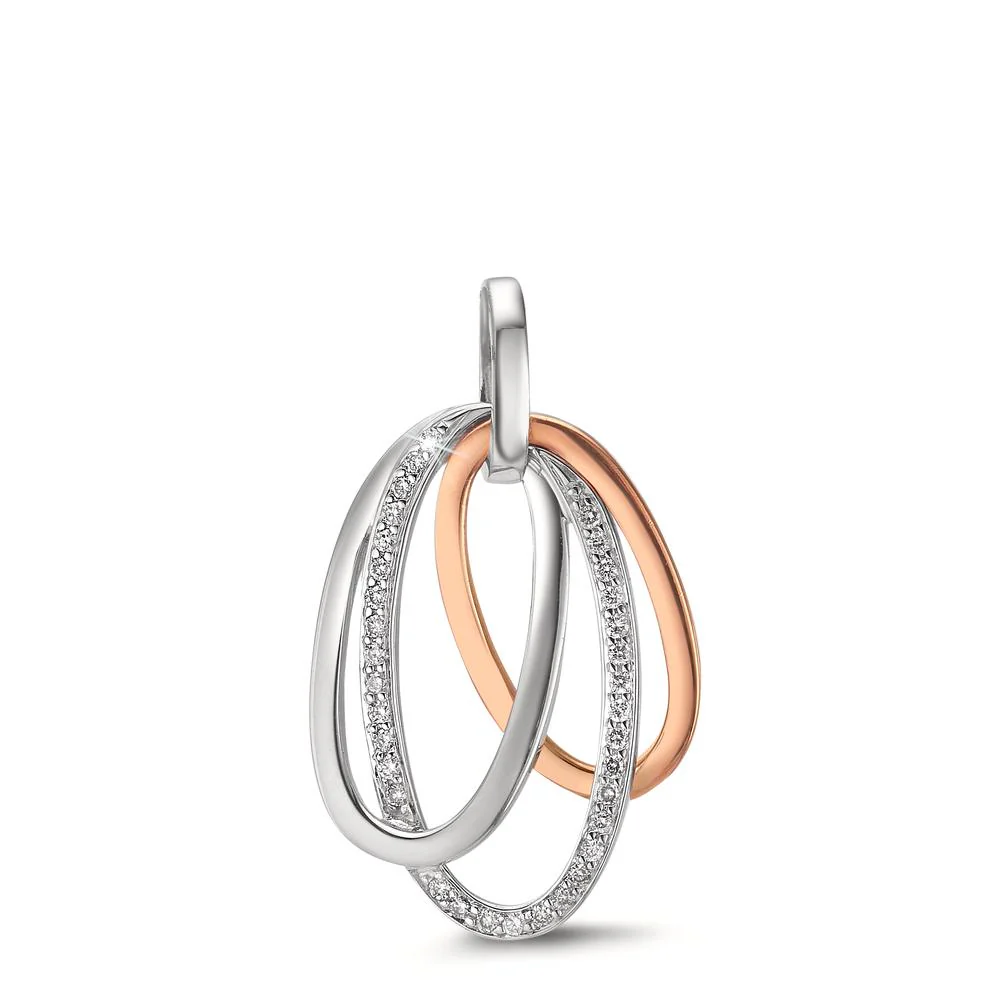 Ciondolo Oro bianco 750/18 carati, Oro rosso 750/18 carati Diamante 0.17 ct, 34 pietra, w-si