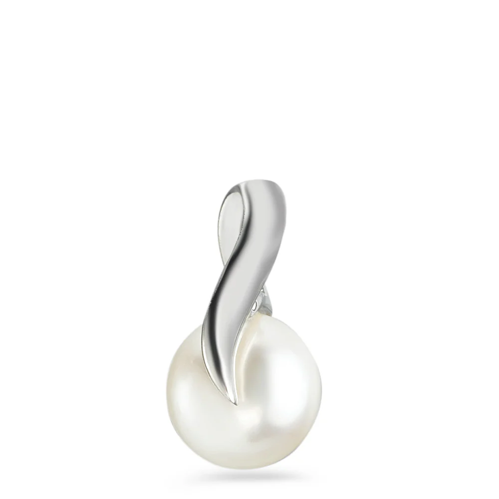 Ciondolo Oro bianco 750/18 carati Perla coltivata d'acqua dolce, 9 mm