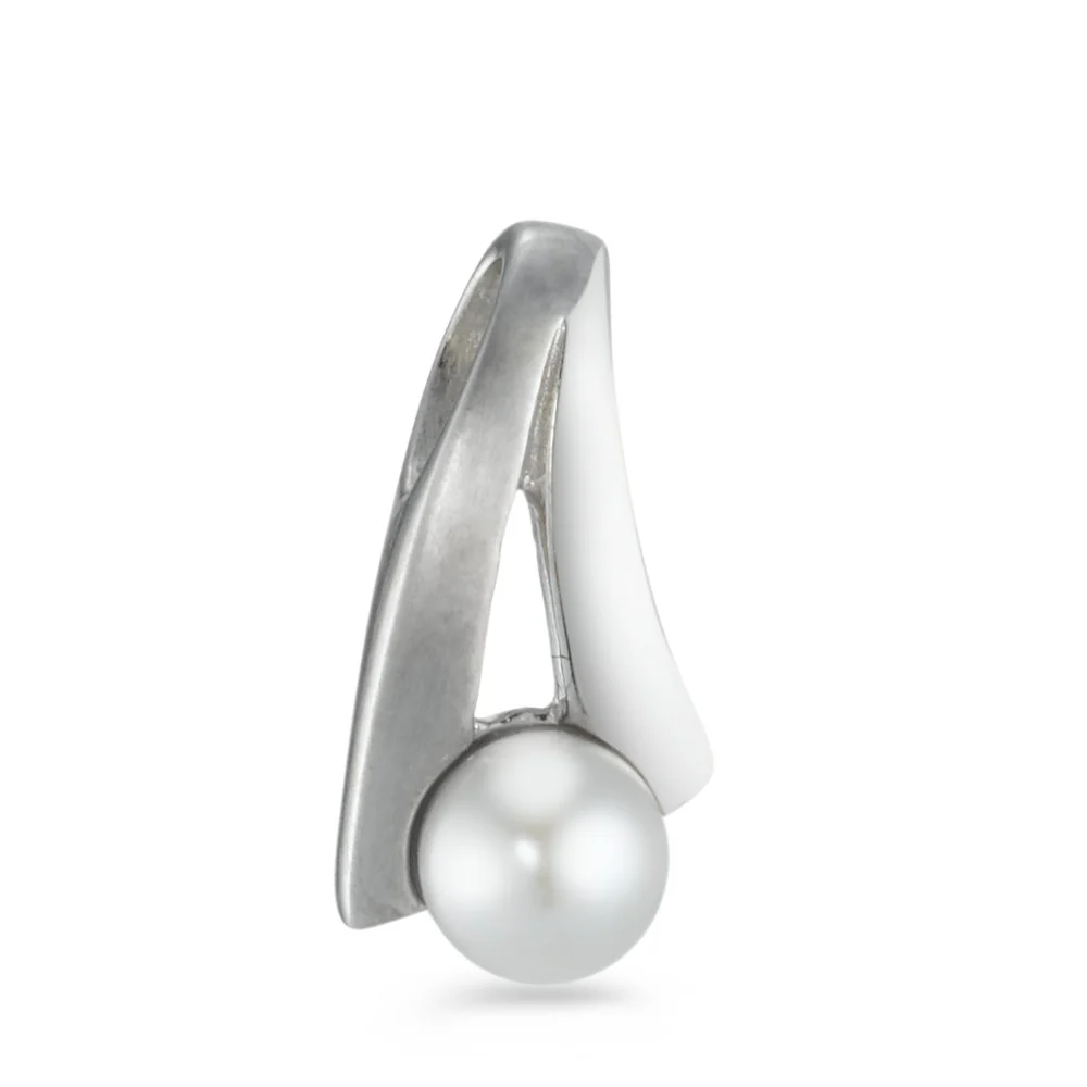 Ciondolo Oro bianco 750/18 carati Perla coltivata d'acqua dolce bianco, 5 mm