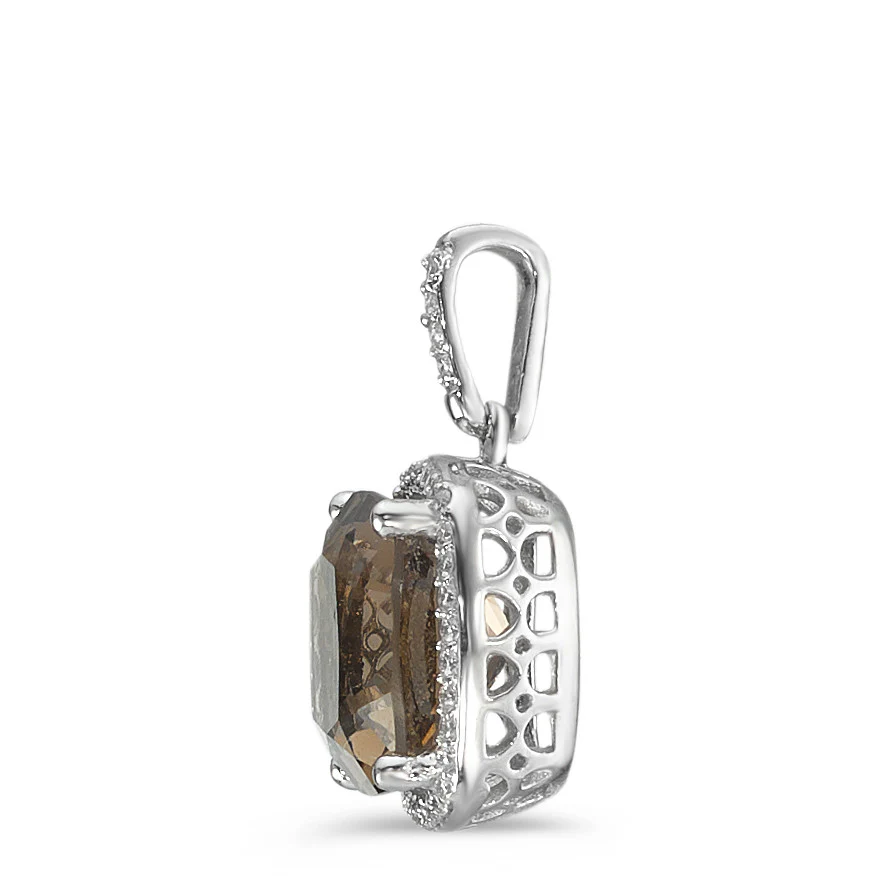 Ciondolo Oro bianco 750/18 carati Quarzo fumé, Diamante bianco, 0.12 ct, 40 pietra, w-pi3 Ø11 mm - Image 2