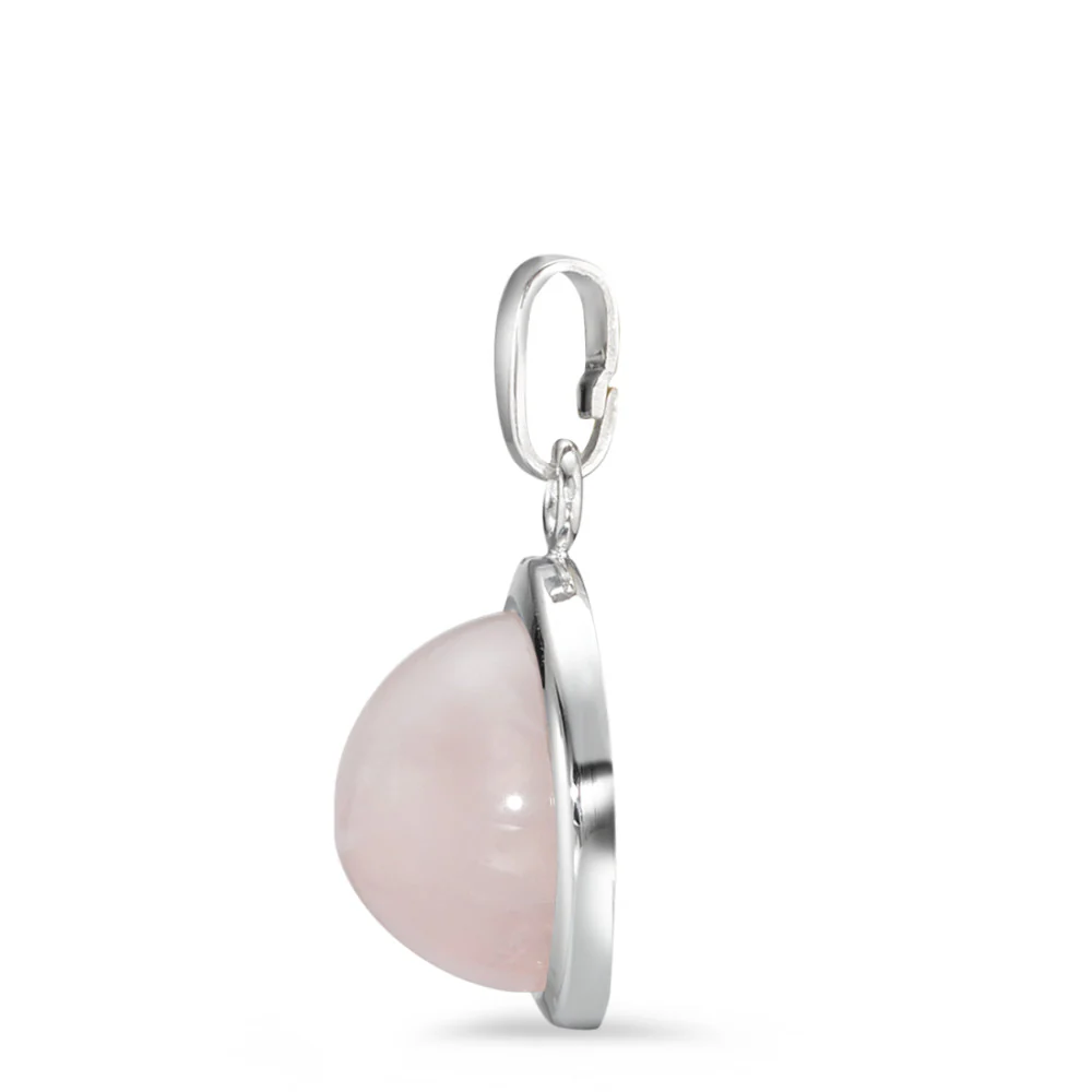 Ciondolo Oro bianco 750/18 carati Quarzo rosa Ø12.5 mm - Image 2