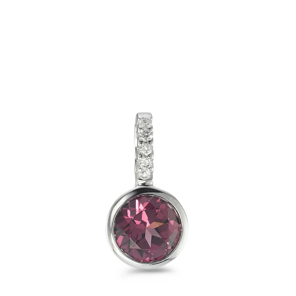 Ciondolo Oro bianco 750/18 carati Rodolite, Diamante 0.02 ct, 5 pietra, w-si Ø6 mm