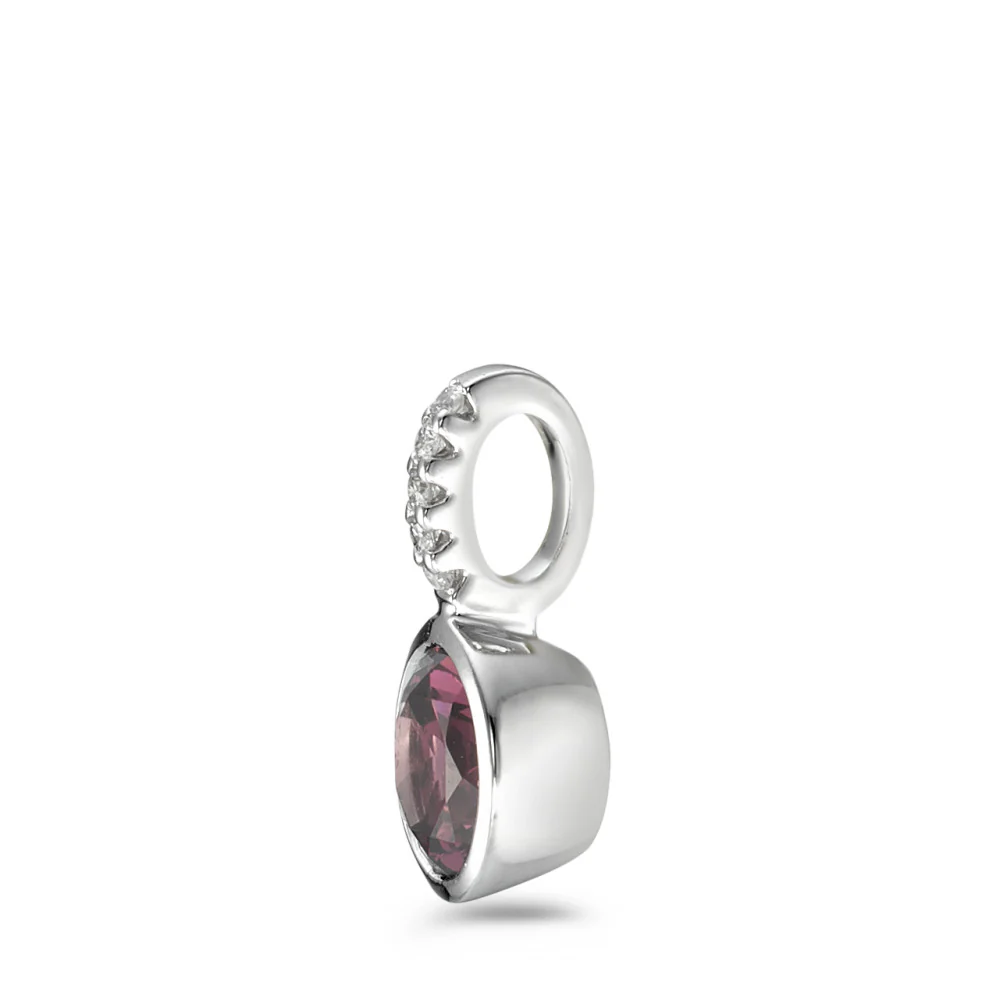 Ciondolo Oro bianco 750/18 carati Rodolite, Diamante 0.02 ct, 5 pietra, w-si Ø6 mm - Image 2