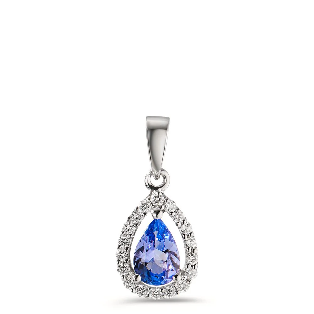 Ciondolo Oro bianco 750/18 carati Tanzanite, Diamante 0.12 ct, 18 pietra, w-si