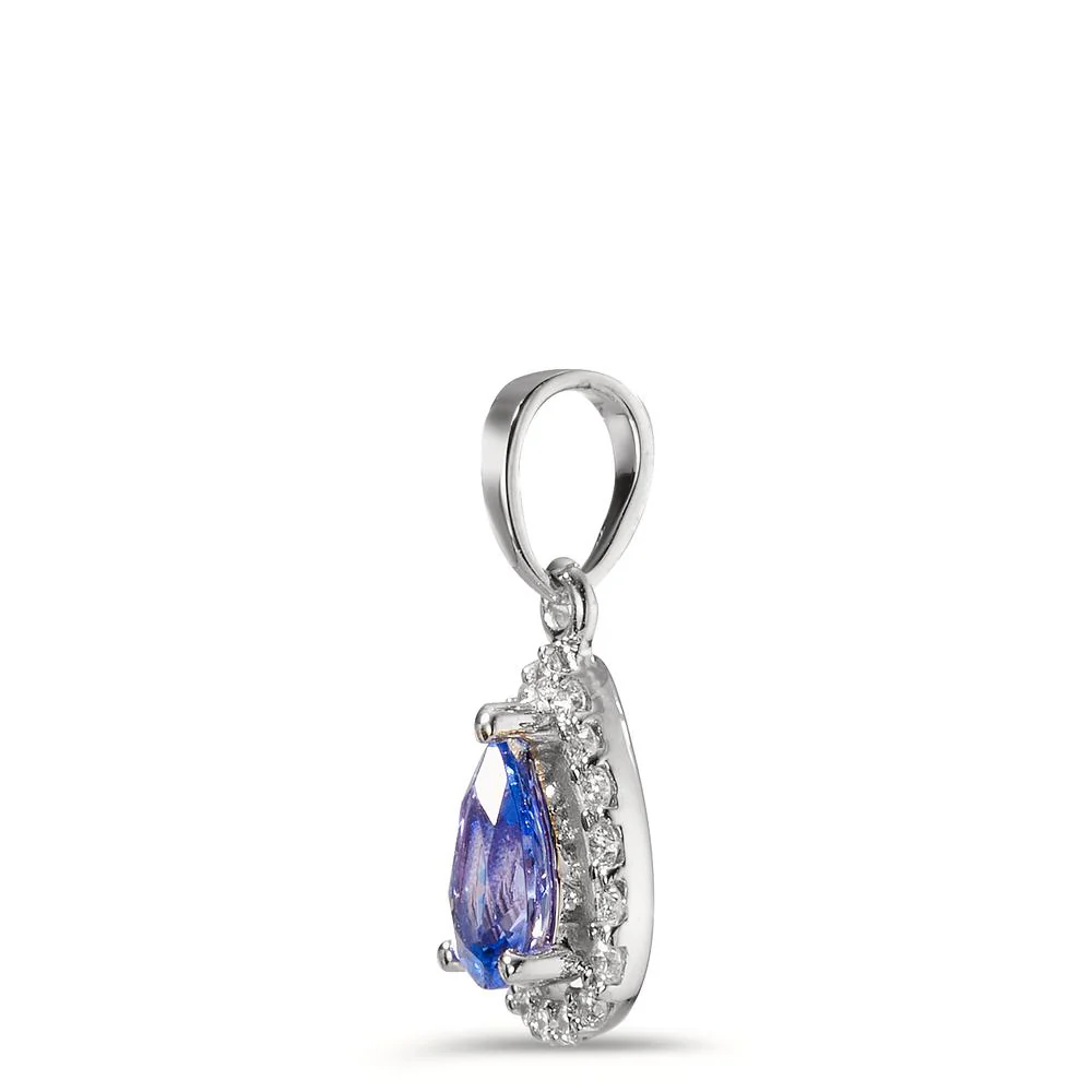 Ciondolo Oro bianco 750/18 carati Tanzanite, Diamante 0.12 ct, 18 pietra, w-si - Image 2