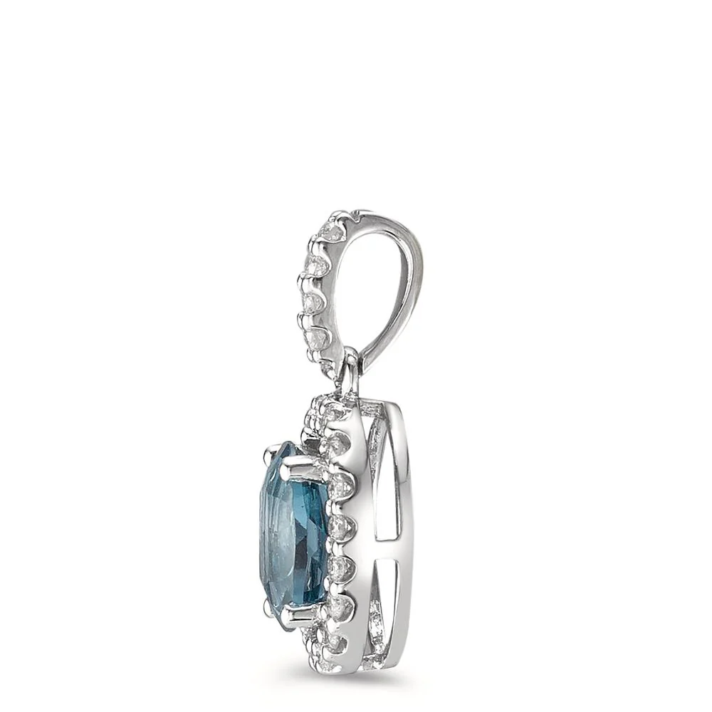 Ciondolo Oro bianco 750/18 carati Topazio azzurro di Londra blu, [oval], Diamante 0.15 ct, w-si - Image 2