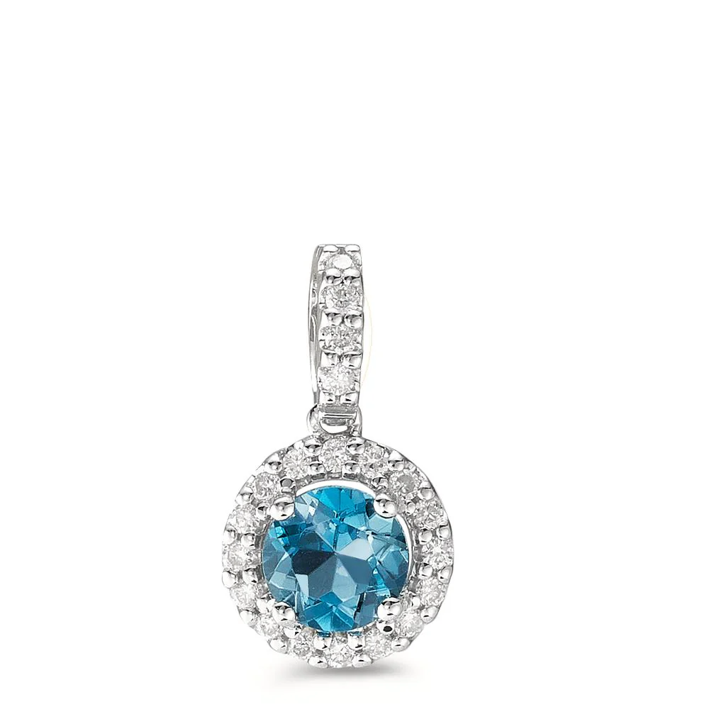 Ciondolo Oro bianco 750/18 carati Topazio azzurro di Londra, Diamante bianco, 0.12 ct Ø8 mm