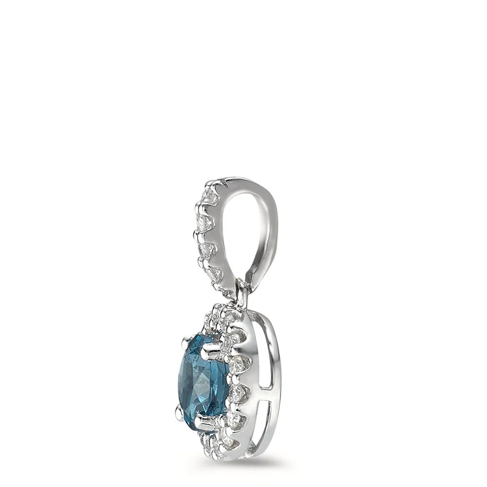Ciondolo Oro bianco 750/18 carati Topazio azzurro di Londra, Diamante bianco, 0.12 ct Ø8 mm - Image 3