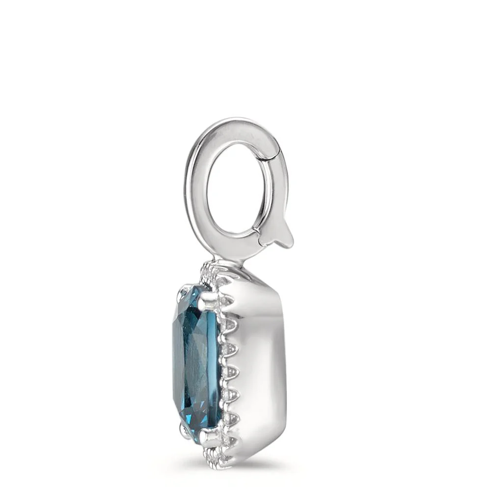 Ciondolo Oro bianco 750/18 carati Topazio azzurro di Londra w-si, Diamante 0.14 ct, 28 pietra, [Brillant], w-si - Image 3