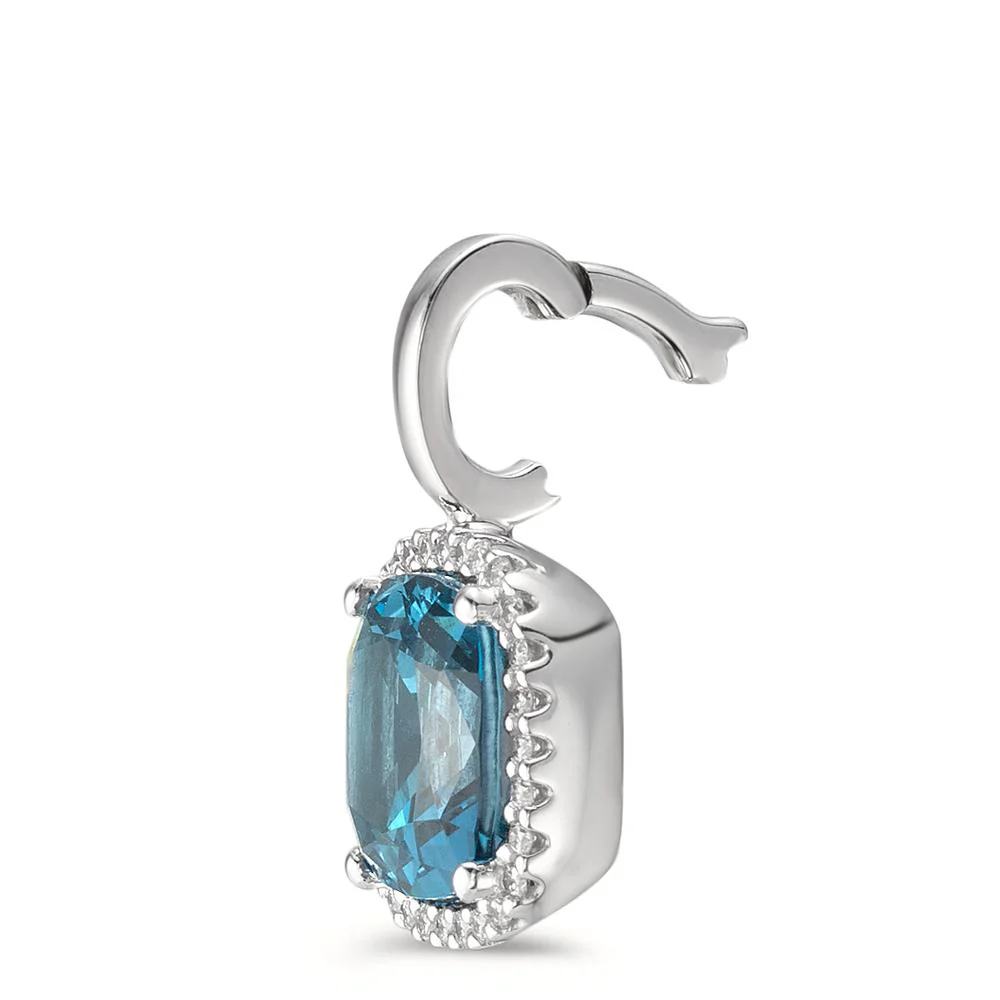 Ciondolo Oro bianco 750/18 carati Topazio azzurro di Londra w-si, Diamante 0.14 ct, 28 pietra, [Brillant], w-si - Image 4