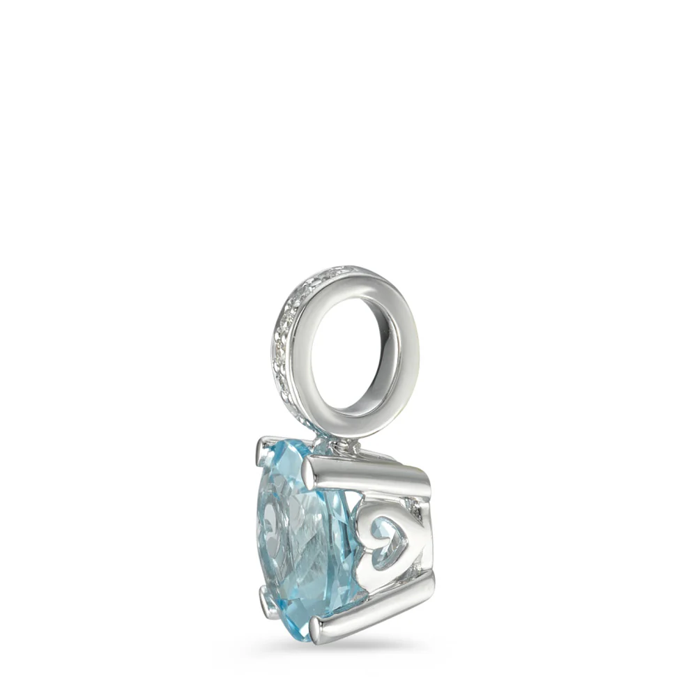 Ciondolo Oro bianco 750/18 carati Topazio blu, Diamante 0.03 ct, 6 pietra, w-si - Image 2
