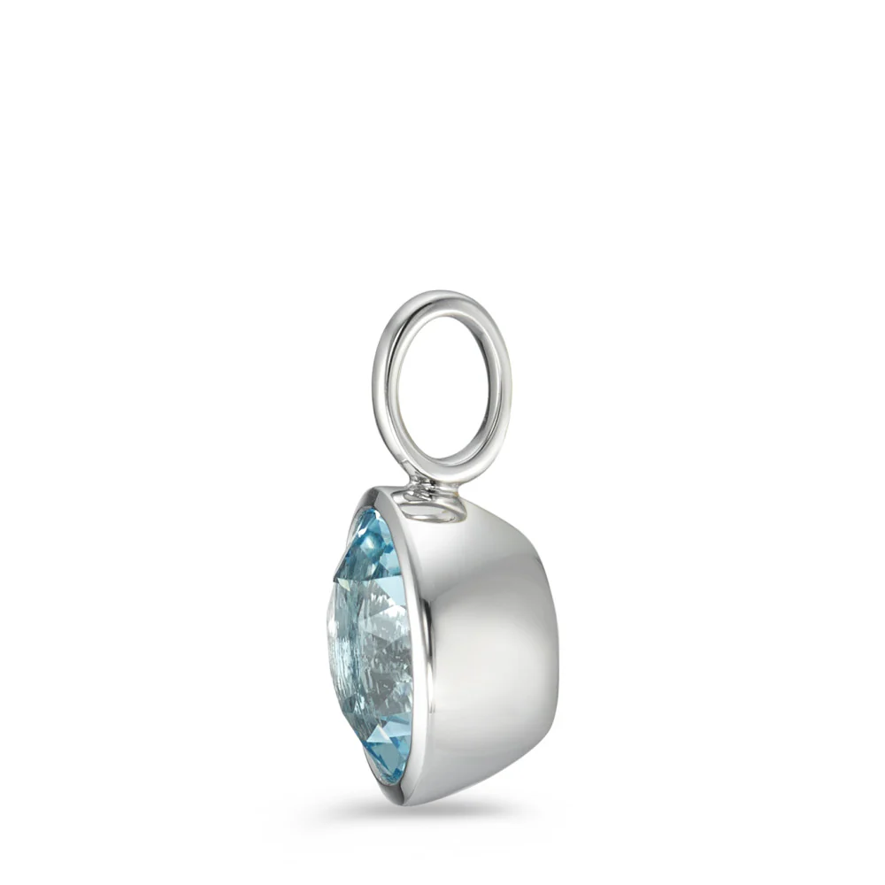 Ciondolo Oro bianco 750/18 carati Topazio blu Ø9 mm - Image 2