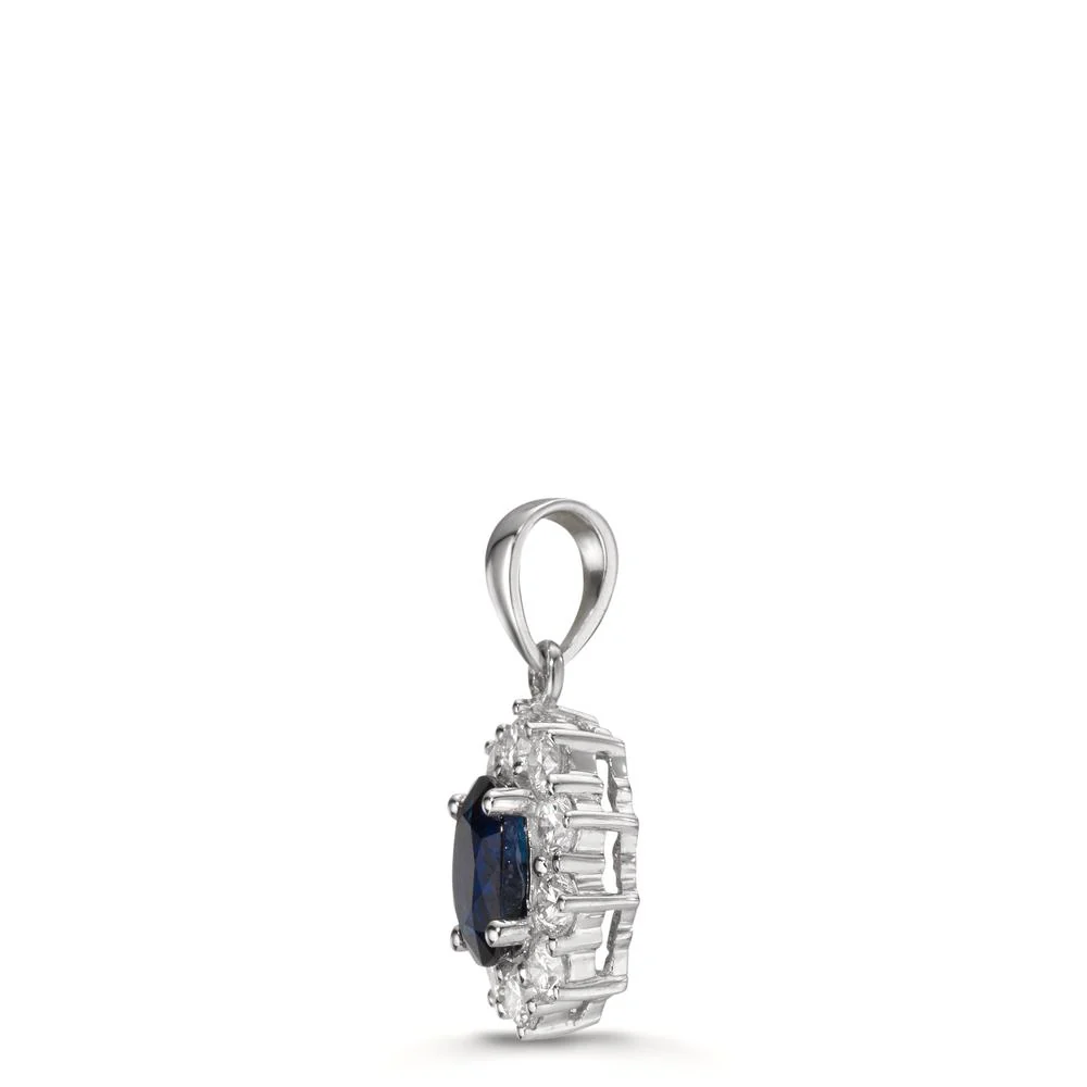Ciondolo Oro bianco 750/18 carati Zaffiro blu, 0.87 ct, Diamante 0.556 ct, 10 pietra, w-si - Image 6