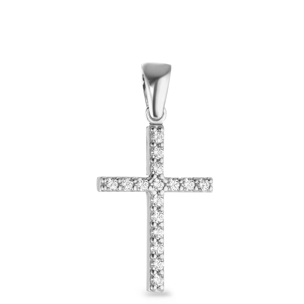 Ciondolo Oro bianco 750/18 carati Zirconia 16 pietra Croce