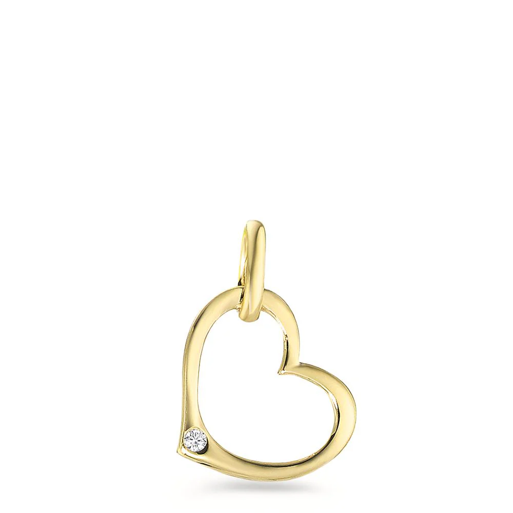 Ciondolo Oro giallo 375/9K Diamante 0.01 ct, w-pi1 Cuore Ø9 mm
