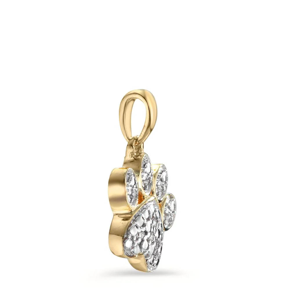 Ciondolo Oro giallo 375/9K Diamante 0.02 ct, 8 pietra, w-si bicolore Zampa Ø9 mm - Image 2