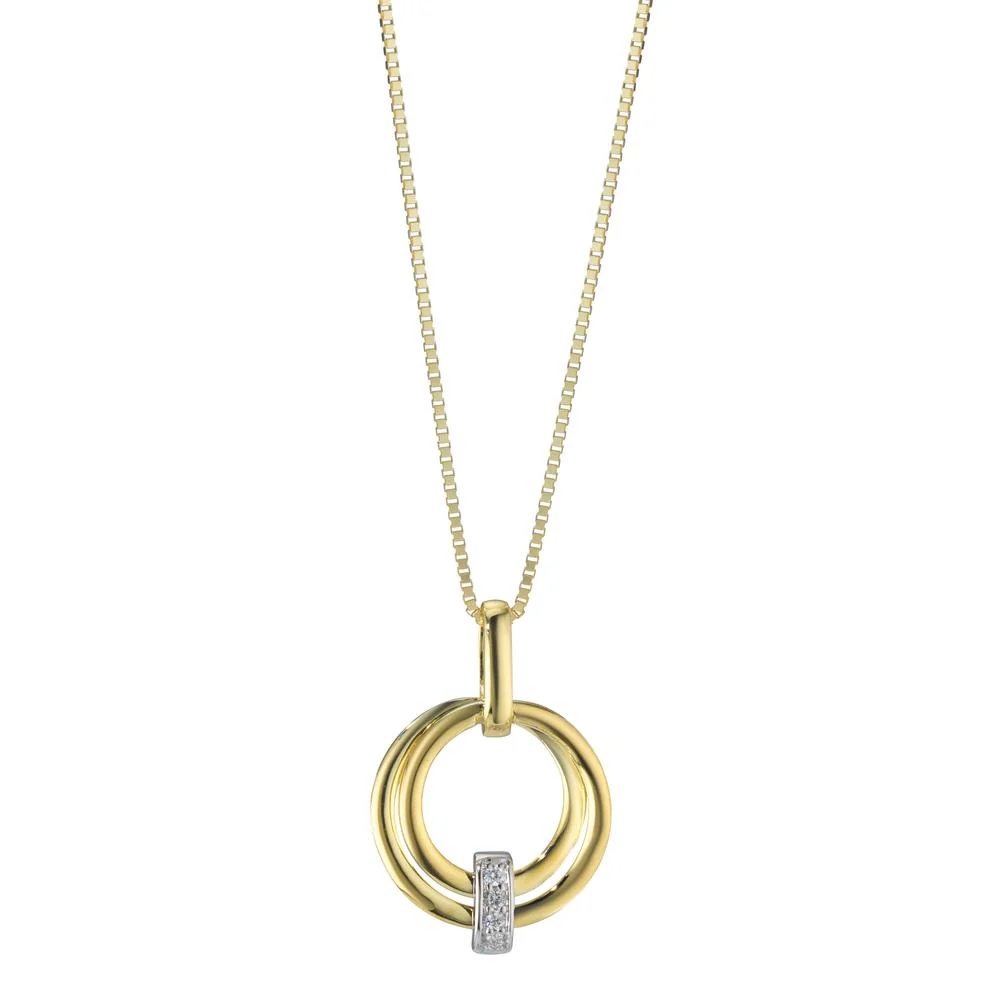 Ciondolo Oro giallo 375/9K, Oro bianco 375/9K Diamante 0.02 ct, 4 pietra, w-si Ø13 mm - Image 2
