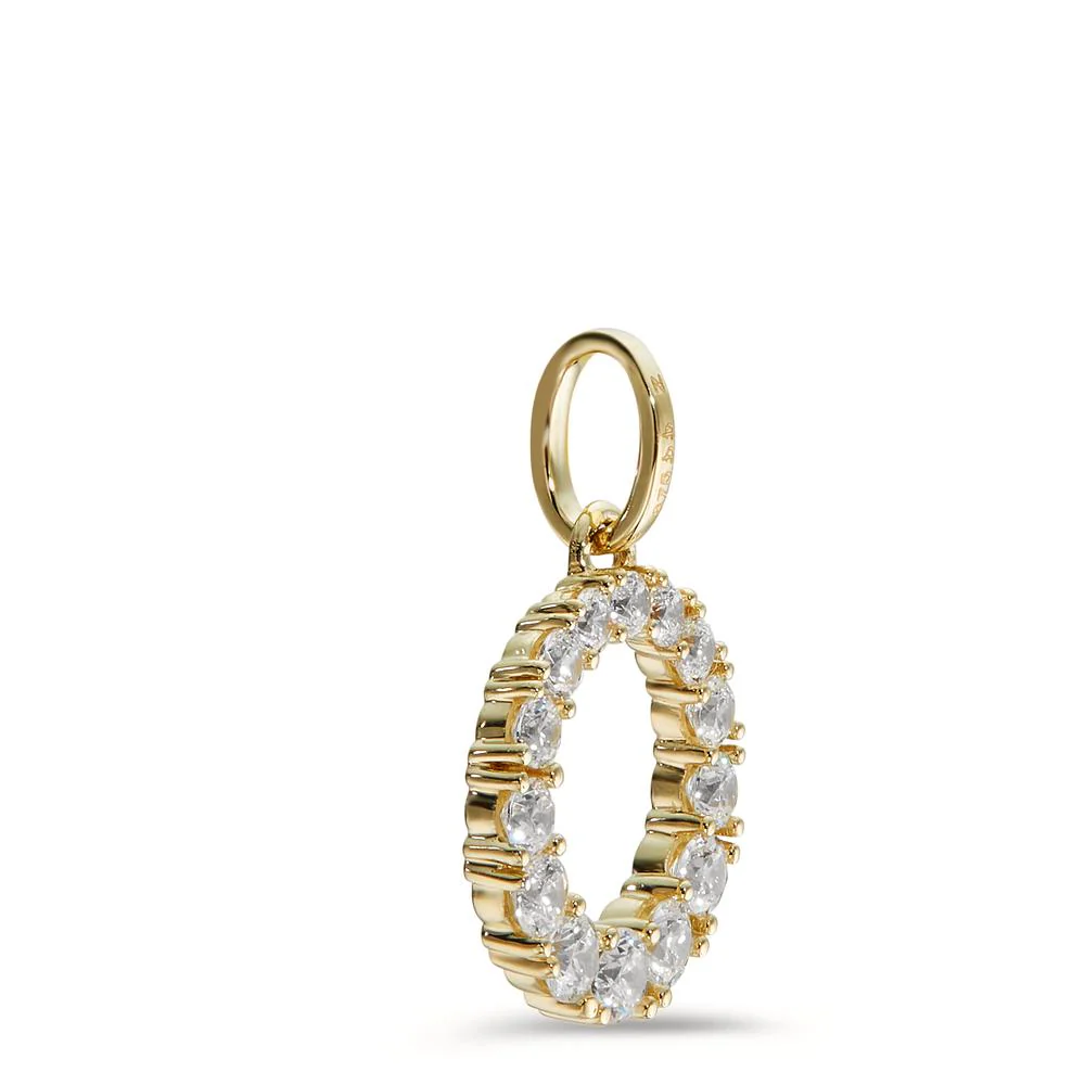 Ciondolo Oro giallo 375/9K Zirconia 14 pietra Ø12 mm - Image 2