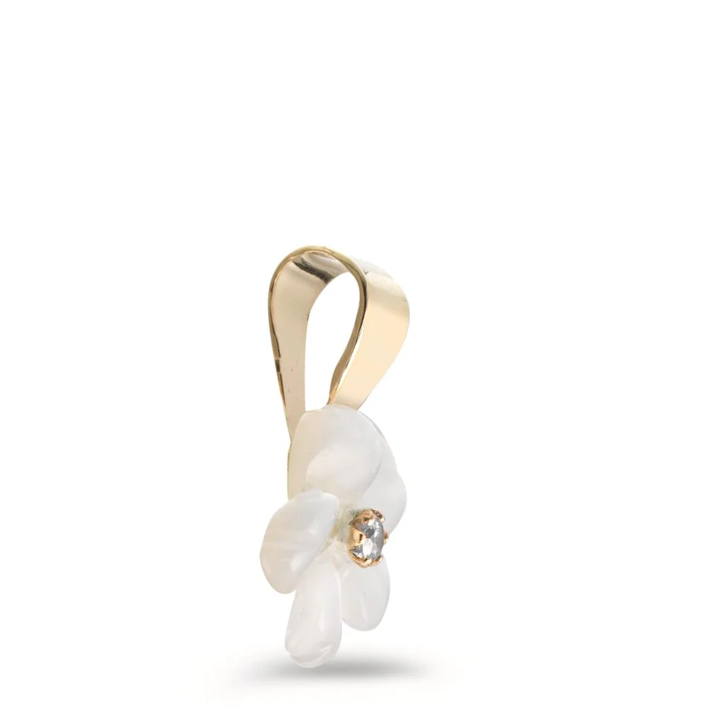Ciondolo Oro giallo 375/9K Zirconia Madreperla bianco Fiore Ø8 mm - Image 5
