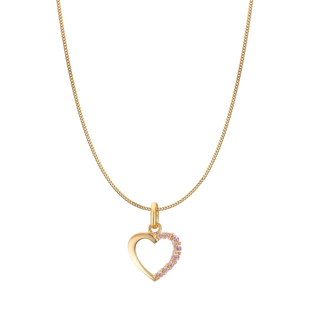 Ciondolo Oro giallo 375/9K Zirconia rosa Cuore Ø10 mm - Image 2