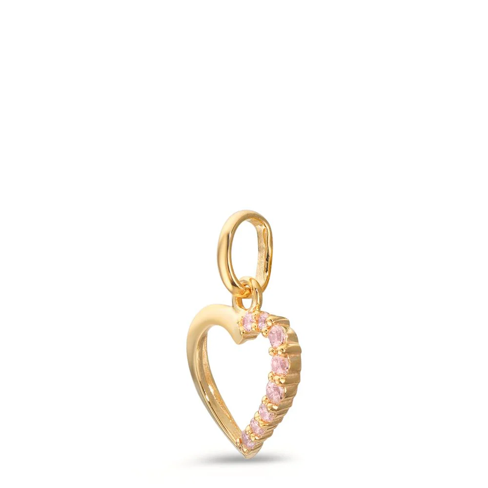 Ciondolo Oro giallo 375/9K Zirconia rosa Cuore Ø10 mm - Image 4