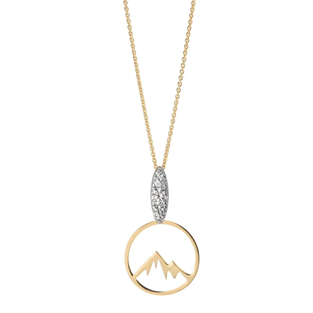 Ciondolo Oro giallo 585/14 kt Zirconia 3 pietra Montagna Ø12 mm - Image 2