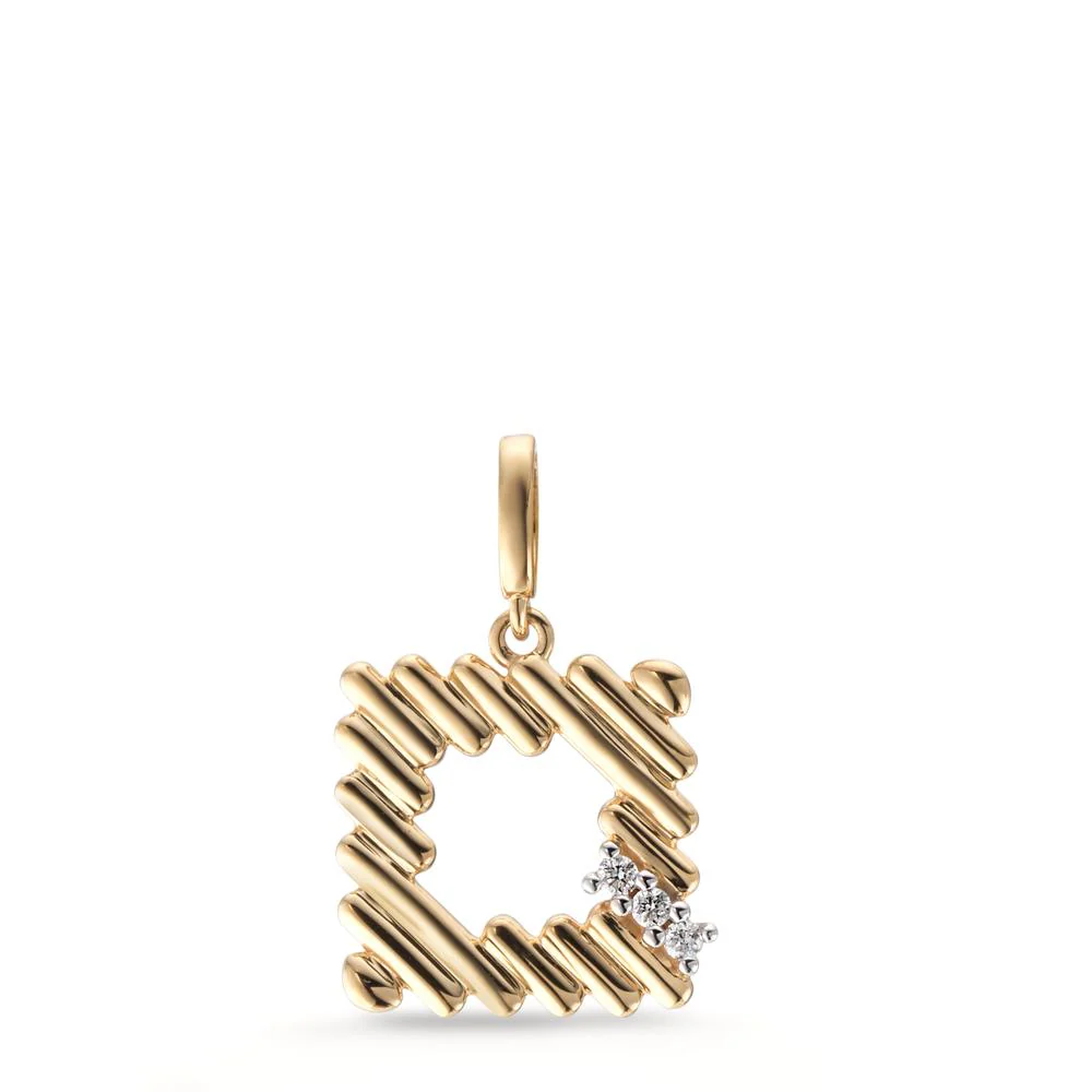 Ciondolo Oro giallo 750/18 carati Diamante 0.03 ct, 3 pietra, w-si Ø15 mm