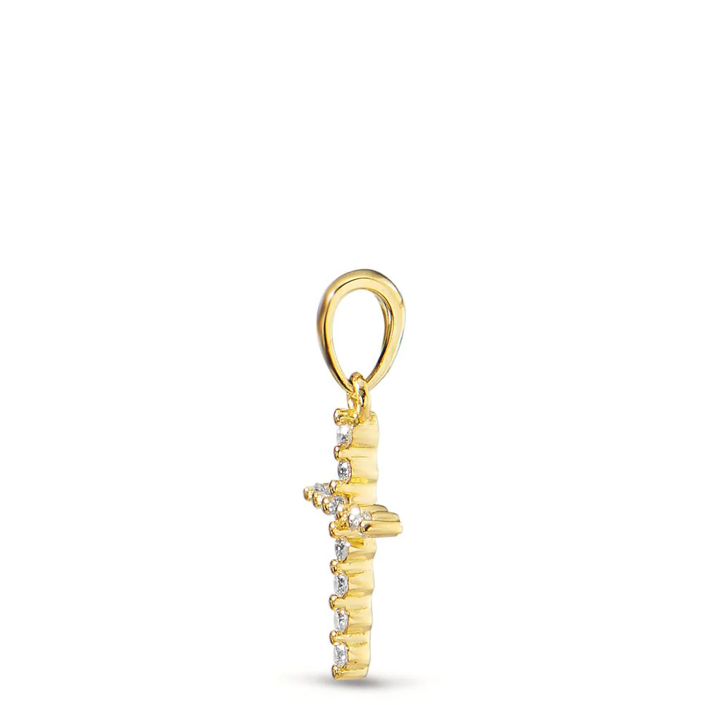 Ciondolo Oro giallo 750/18 carati Diamante 0.05 ct, 11 pietra, w-si Croce - Image 2
