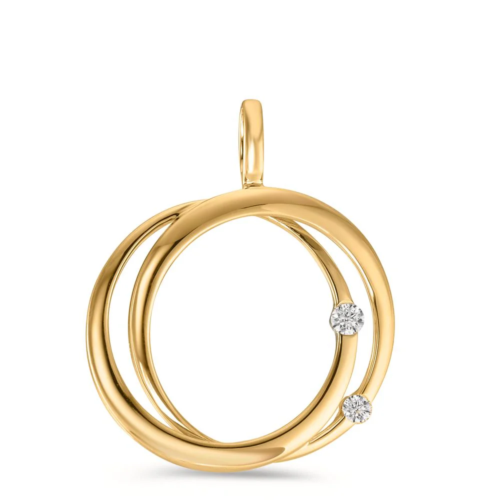 Ciondolo Oro giallo 750/18 carati Diamante 0.05 ct, 2 pietra, w-si Ø17 mm