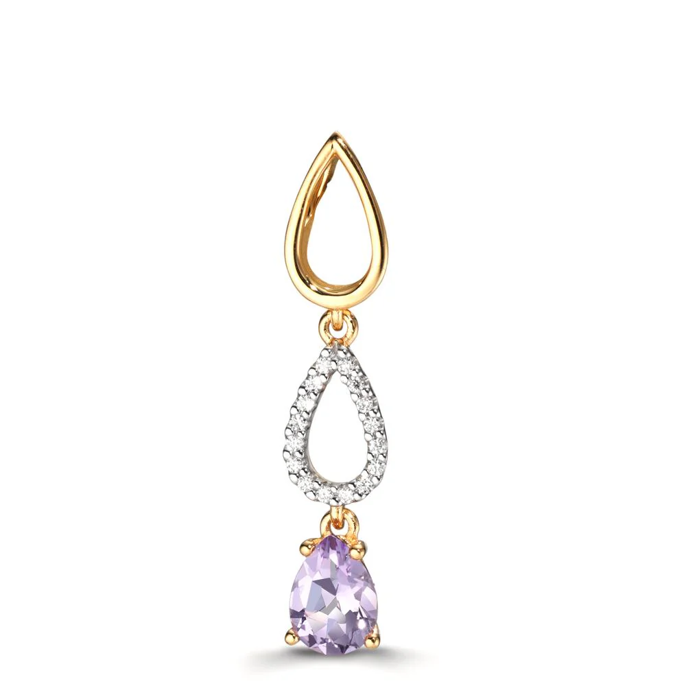 Ciondolo Oro giallo 750/18 carati Diamante 0.07 ct, 16 pietra, w-si, Ametista