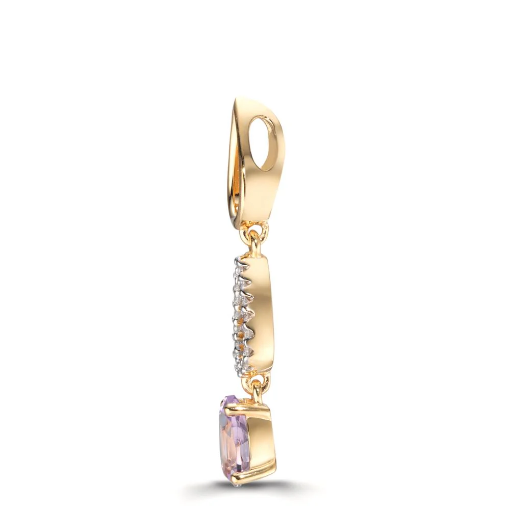 Ciondolo Oro giallo 750/18 carati Diamante 0.07 ct, 16 pietra, w-si, Ametista - Image 4