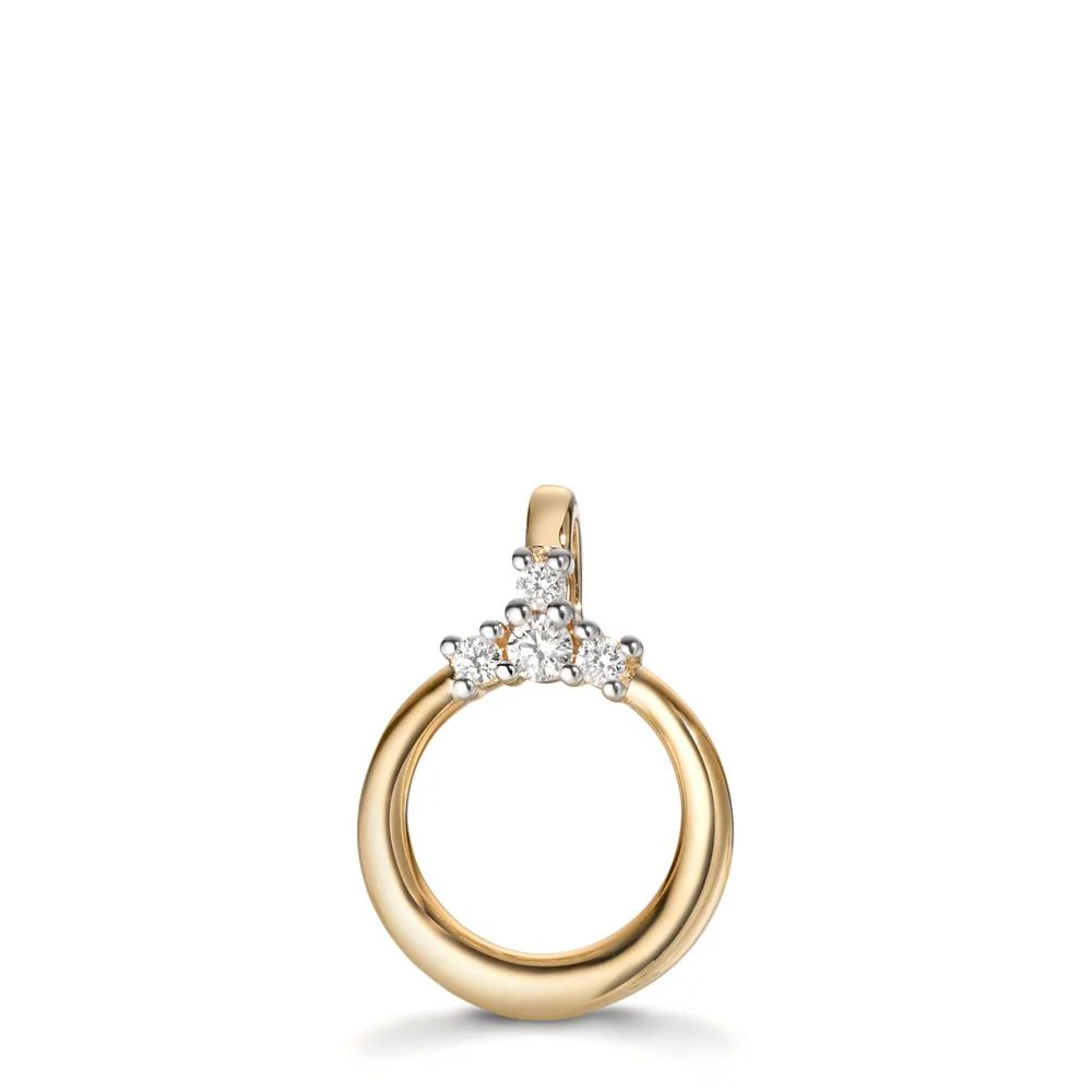 Ciondolo Oro giallo 750/18 carati Diamante 0.07 ct, 4 pietra, w-si Ø11 mm