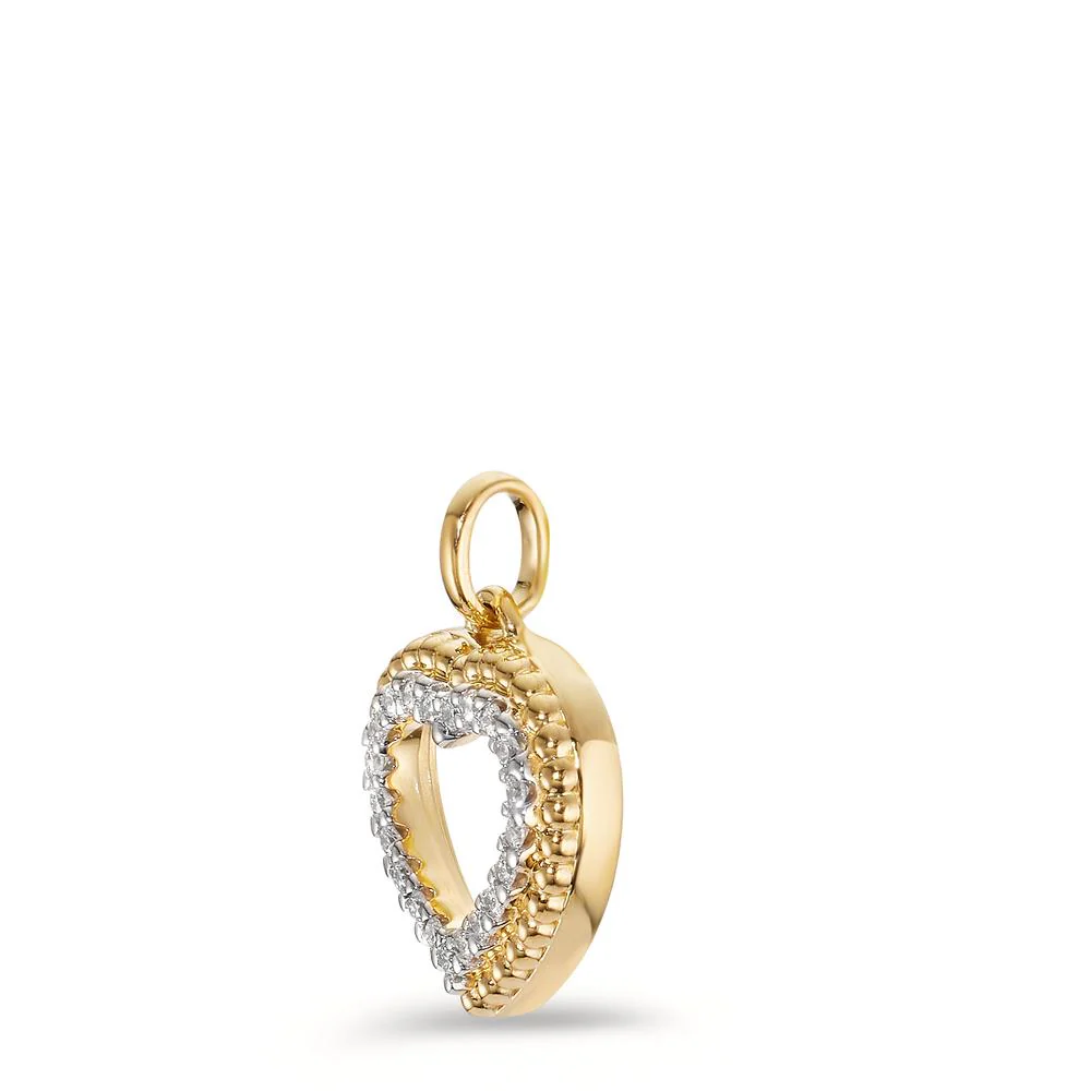 Ciondolo Oro giallo 750/18 carati Diamante 0.09 ct, w-si Cuore Ø11 mm - Image 2