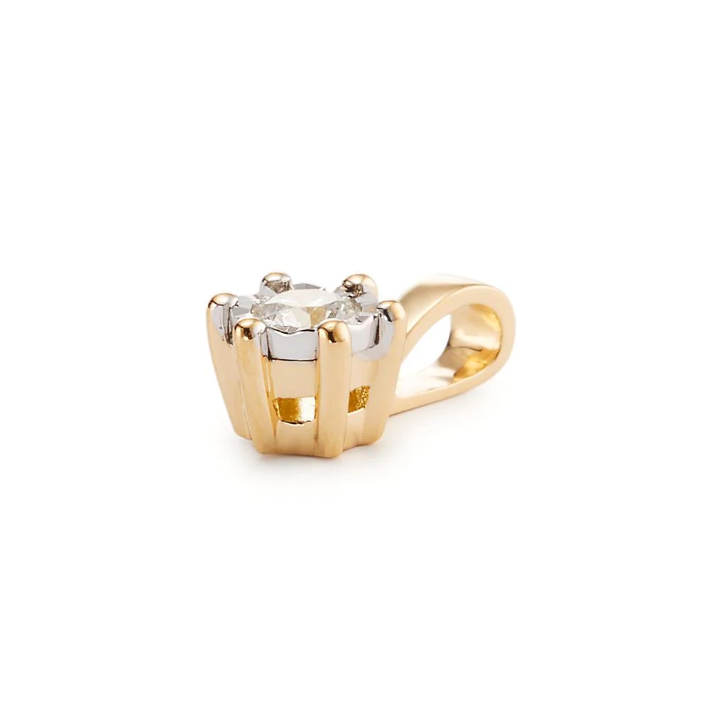 Ciondolo Oro giallo 750/18 carati Diamante 0.10 ct, w-si bicolore Ø5 mm - Image 2