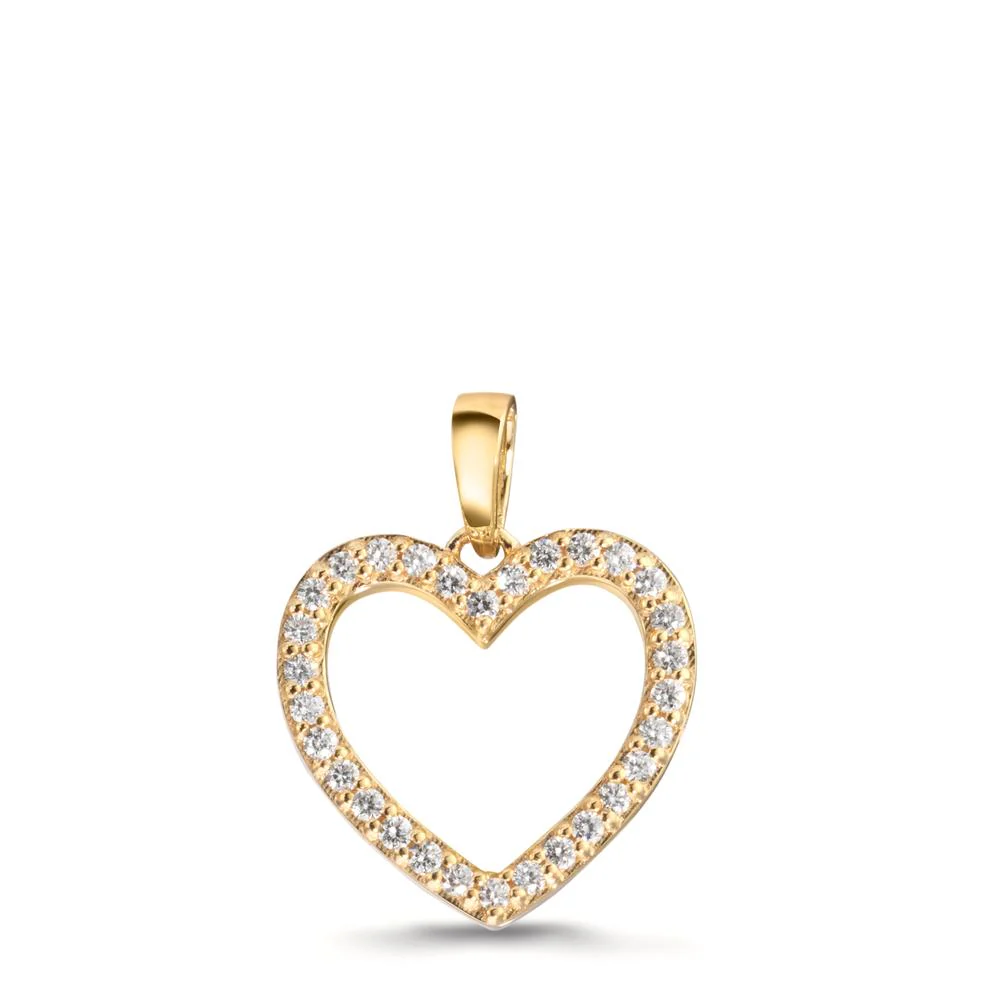 Ciondolo Oro giallo 750/18 carati Diamante 0.13 ct, w-si Cuore Ø12 mm