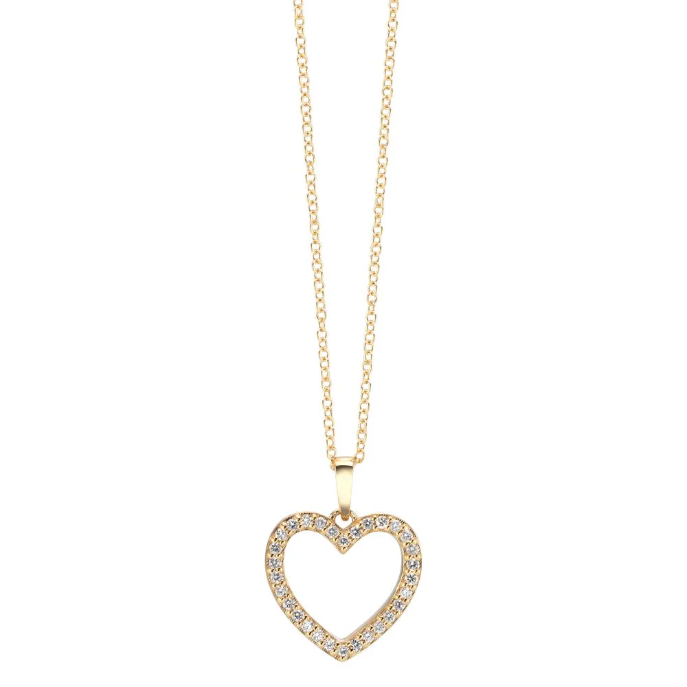 Ciondolo Oro giallo 750/18 carati Diamante 0.13 ct, w-si Cuore Ø12 mm - Image 2