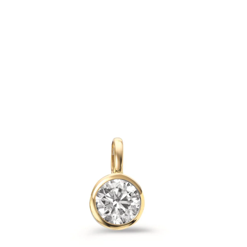 Ciondolo Oro giallo 750/18 carati Laboratorio di diamanti coltivato 0.50 ct, w-si Ø6 mm