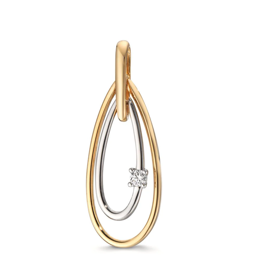 Ciondolo Oro giallo 750/18 carati, Oro bianco 750/18 carati Diamante 0.06 ct, w-si